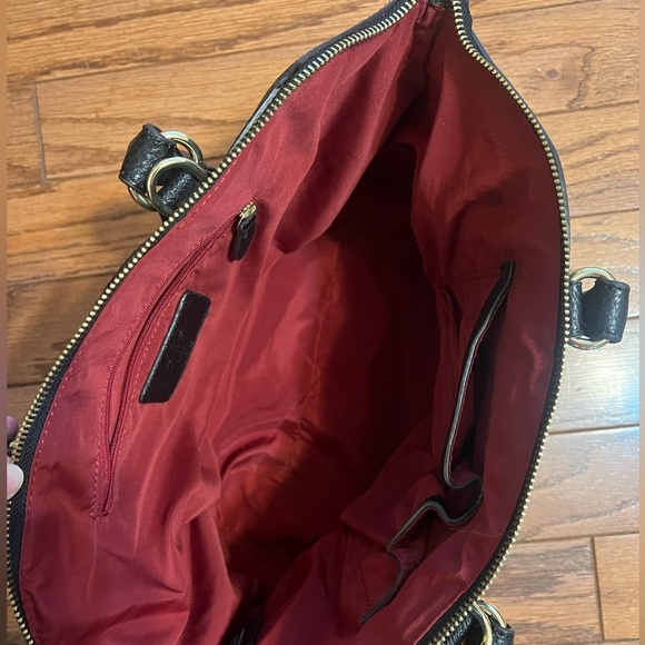 Anne Klein Soft Black Pebble Texture Leather Shoulder Bag Purse - Picture 5 of 6